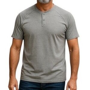J. Crew Men's Performance Henley T-Shirt Short Sleeve Green  Gray Size XL‎